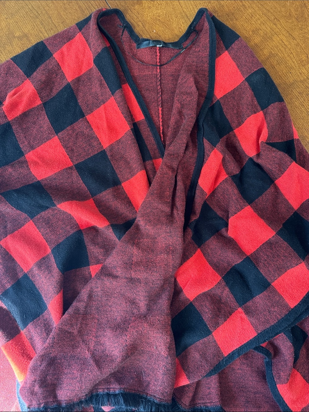 Kensie Red and Black Buffalo Plaid Blue Wrap